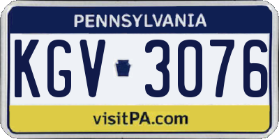 PA license plate KGV3076