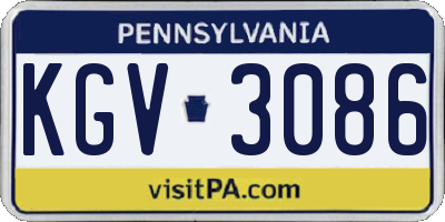 PA license plate KGV3086