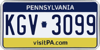 PA license plate KGV3099