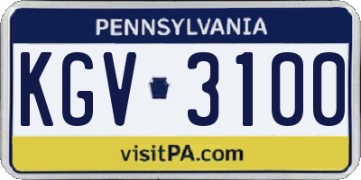 PA license plate KGV3100