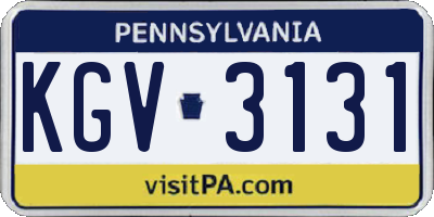 PA license plate KGV3131