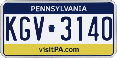 PA license plate KGV3140