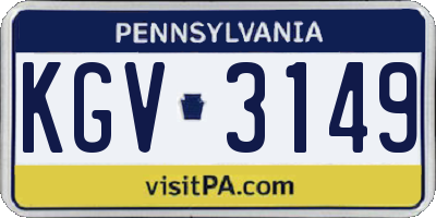 PA license plate KGV3149