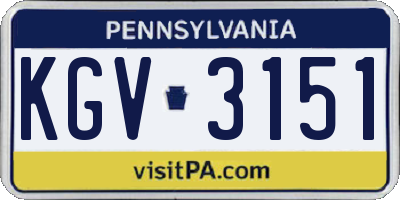 PA license plate KGV3151