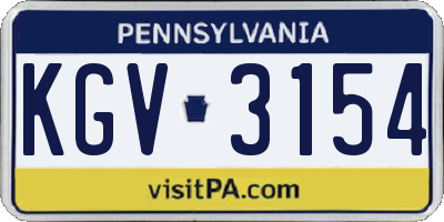 PA license plate KGV3154