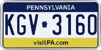 PA license plate KGV3160