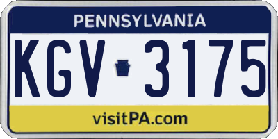 PA license plate KGV3175