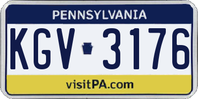 PA license plate KGV3176