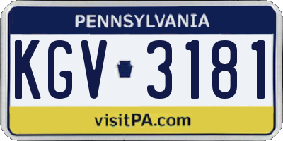 PA license plate KGV3181