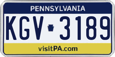 PA license plate KGV3189