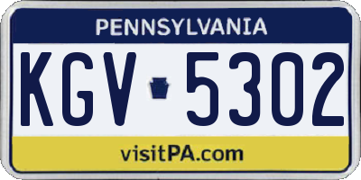 PA license plate KGV5302