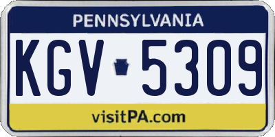 PA license plate KGV5309