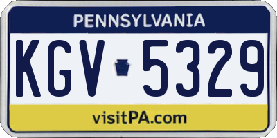 PA license plate KGV5329