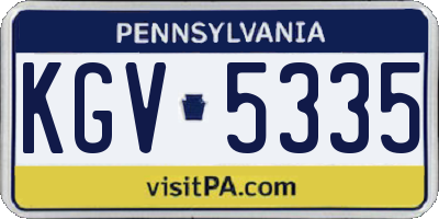 PA license plate KGV5335