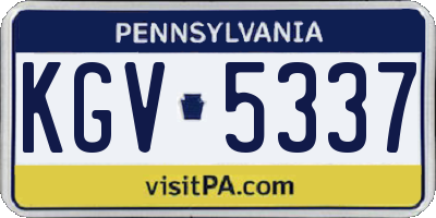 PA license plate KGV5337