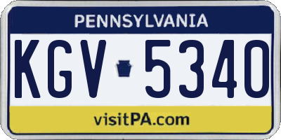 PA license plate KGV5340