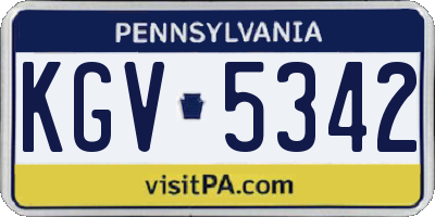 PA license plate KGV5342
