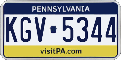 PA license plate KGV5344