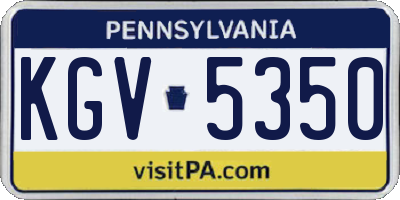 PA license plate KGV5350