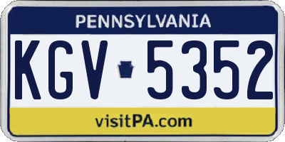 PA license plate KGV5352
