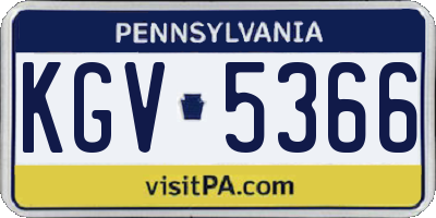 PA license plate KGV5366