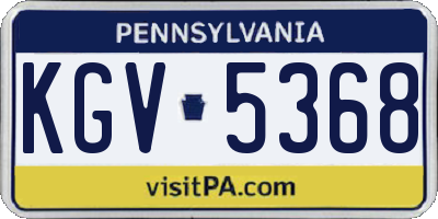 PA license plate KGV5368