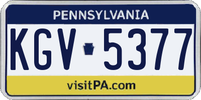 PA license plate KGV5377