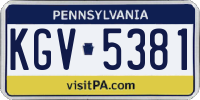 PA license plate KGV5381