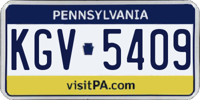 PA license plate KGV5409