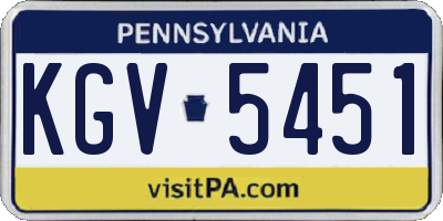 PA license plate KGV5451