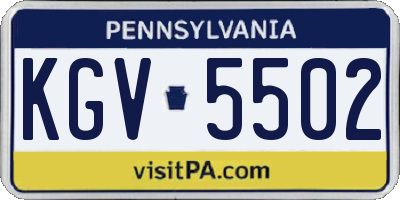 PA license plate KGV5502
