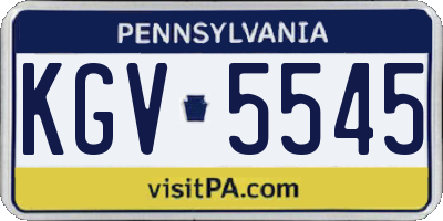 PA license plate KGV5545