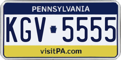 PA license plate KGV5555