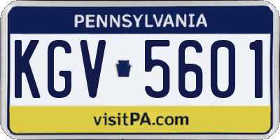 PA license plate KGV5601