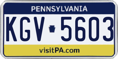 PA license plate KGV5603