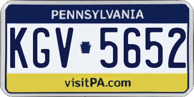 PA license plate KGV5652