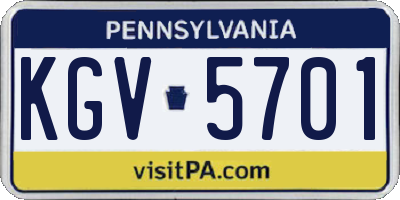 PA license plate KGV5701