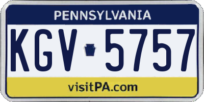 PA license plate KGV5757