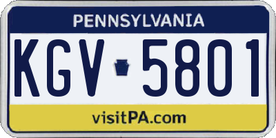 PA license plate KGV5801