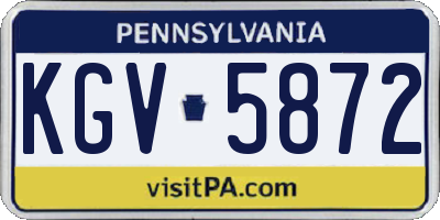 PA license plate KGV5872