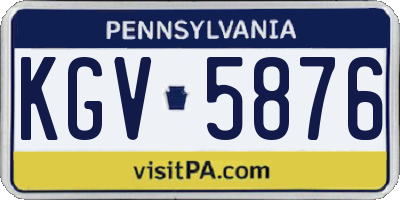 PA license plate KGV5876
