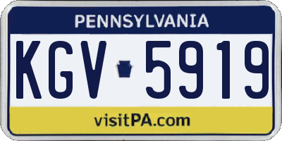 PA license plate KGV5919