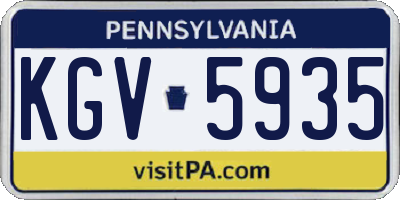 PA license plate KGV5935