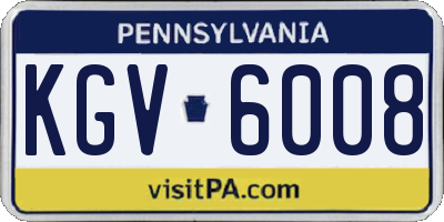 PA license plate KGV6008