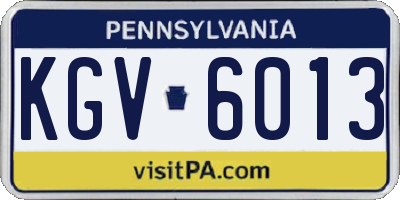 PA license plate KGV6013