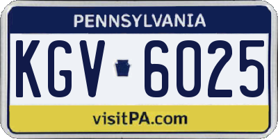 PA license plate KGV6025