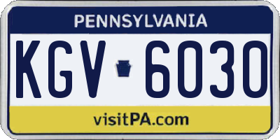 PA license plate KGV6030