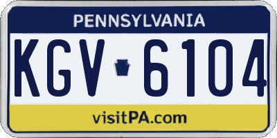 PA license plate KGV6104