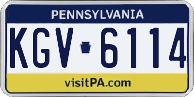 PA license plate KGV6114