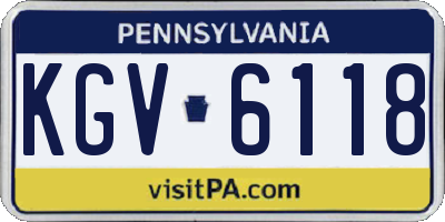 PA license plate KGV6118
